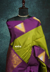 Chutney green with Purple - Hamsavalli – Soft Silk Elegance saree with temple weaving rich pallu